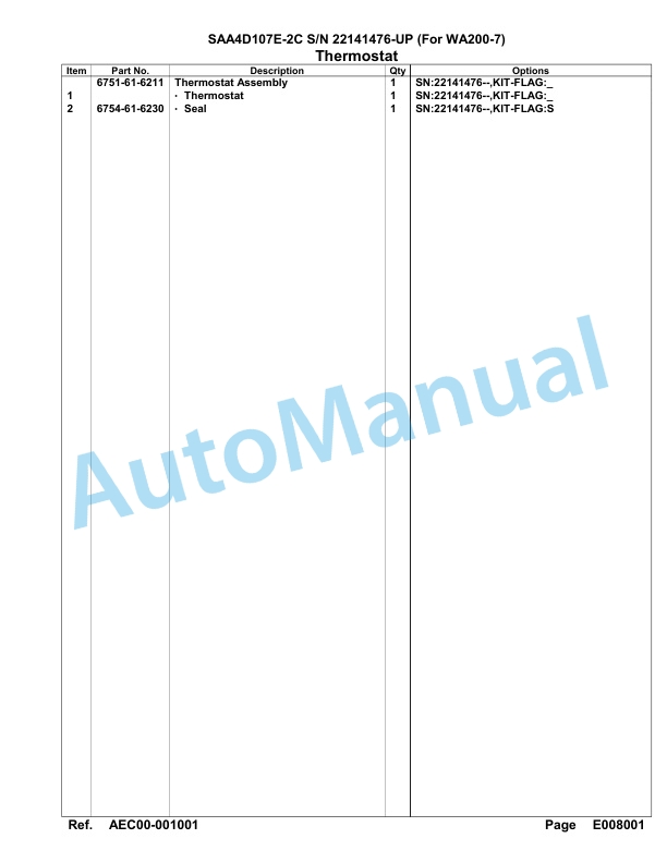 Komatsu SAA4D107E-2C Engine Parts Manual 22141476 Up For WA200-7 5 Komatsu SAA4D107E-2C Engine Parts Manual 22141476 Up For WA200-7-5