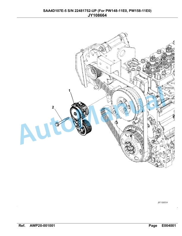 Komatsu SAA4D107E-5 Engine Parts Manual 22481752 Up For PW148 158-11E0 5 Komatsu SAA4D107E-5 Engine Parts Manual 22481752 Up For PW148 158-11E0-5