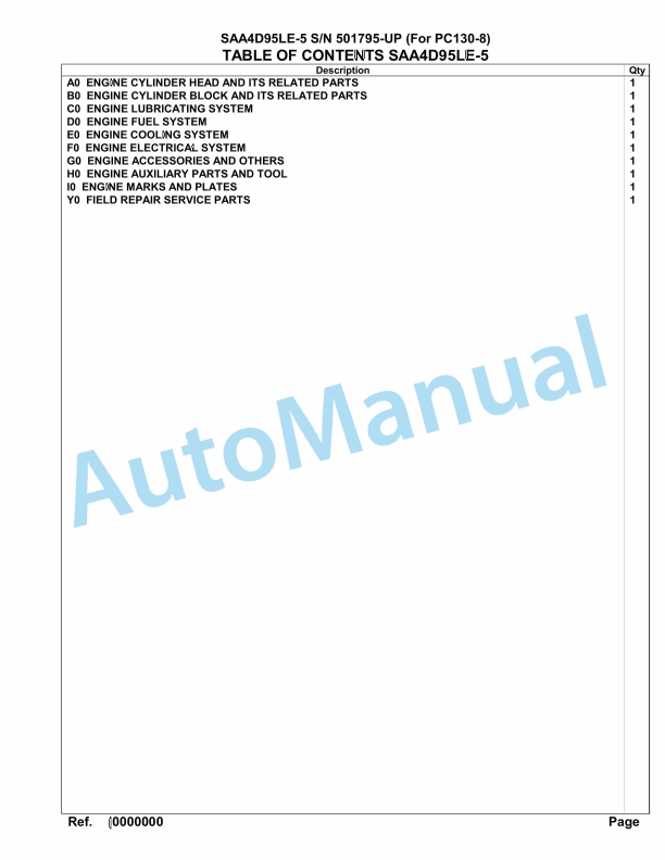 Komatsu SAA4D95LE-5 Engine Parts Manual