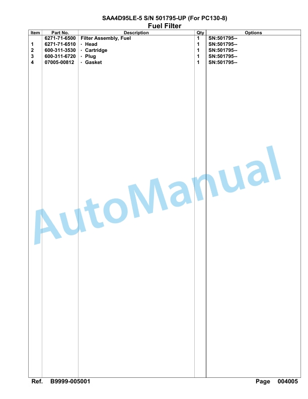 Komatsu SAA4D95LE-5 Engine Parts Manual 4 Komatsu SAA4D95LE-5 Engine Parts Manual-4