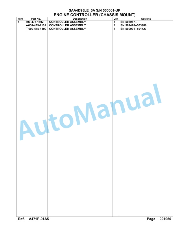 Komatsu SAA4D95LE-5A Engine Parts Manual 4 Komatsu SAA4D95LE-5A Engine Parts Manual-4