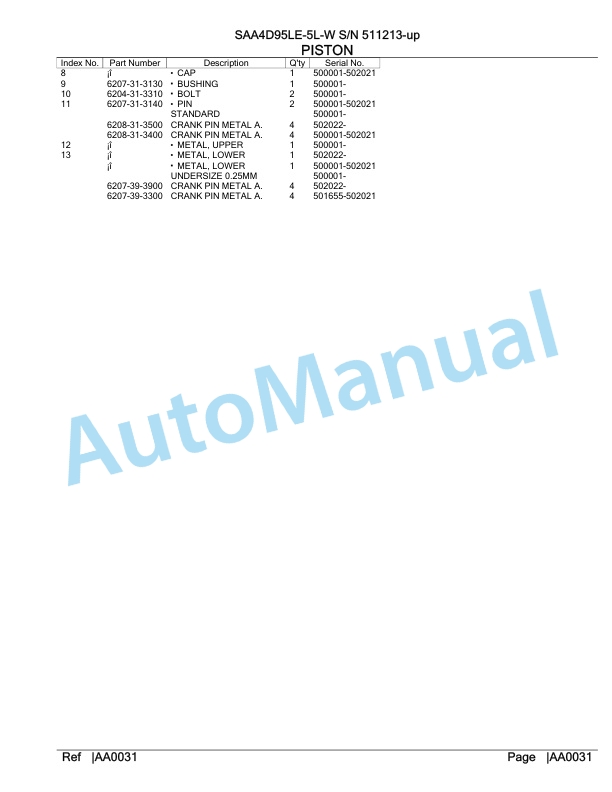 Komatsu SAA4D95LE-5L-W Engine Parts Manual 3 Komatsu SAA4D95LE-5L-W Engine Parts Manual-3