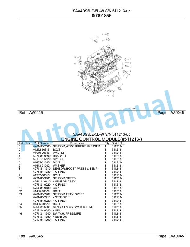 Komatsu SAA4D95LE-5L-W Engine Parts Manual 4 Komatsu SAA4D95LE-5L-W Engine Parts Manual-4