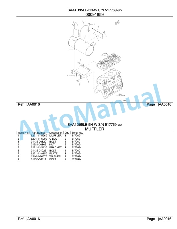 Komatsu SAA4D95LE-5N-W Engine Parts Manual 2 Komatsu SAA4D95LE-5N-W Engine Parts Manual-2