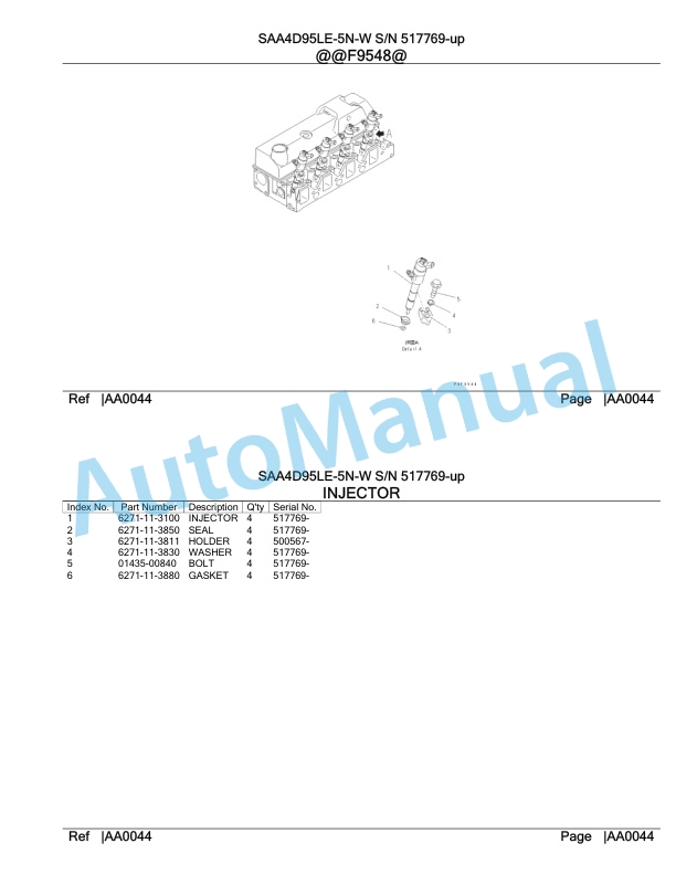 Komatsu SAA4D95LE-5N-W Engine Parts Manual 4 Komatsu SAA4D95LE-5N-W Engine Parts Manual-4