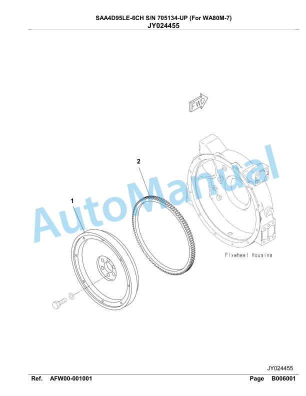 Komatsu SAA4D95LE-6CH Engine Parts Manual 705134 Up Foe WA80M-7-3