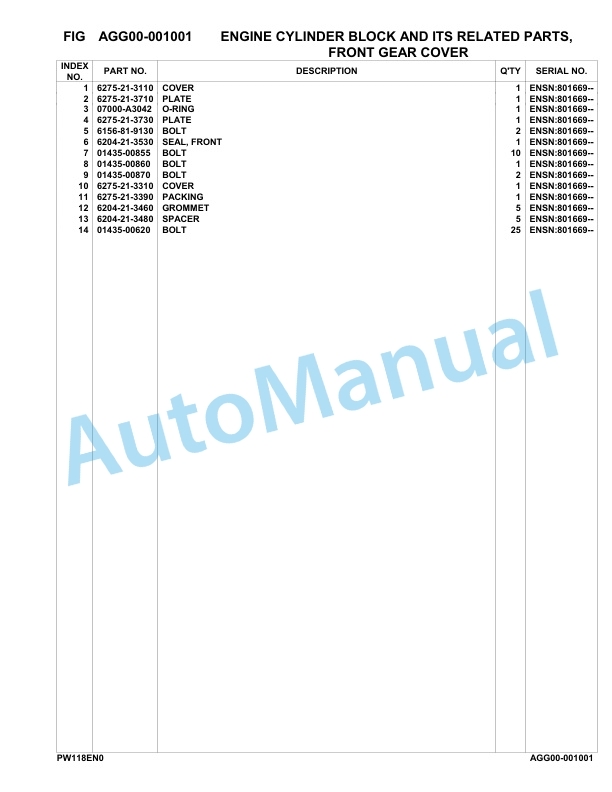 Komatsu SAA4D95LE-7A Engine Parts Manual 3 Komatsu SAA4D95LE-7A Engine Parts Manual-3