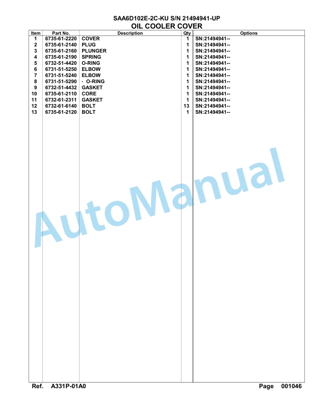 Komatsu SAA6D102E-2C-KU Engine Parts Manual 4 Komatsu SAA6D102E-2C-KU Engine Parts Manual-4