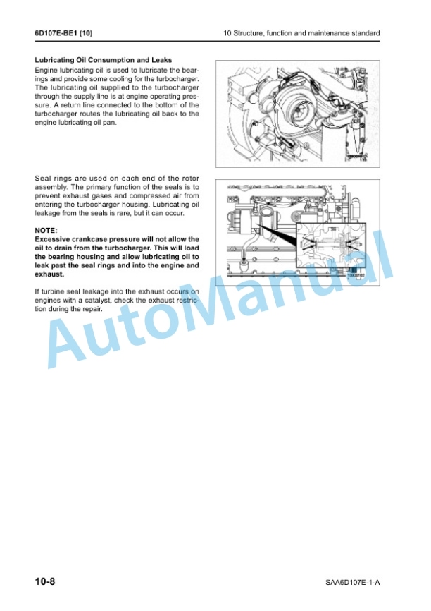 Komatsu SAA6D107E-1-A Diesel Engine Shop Manual 6D107E-BE1 2 Komatsu SAA6D107E-1-A Diesel Engine Shop Manual 6D107E-BE1-2