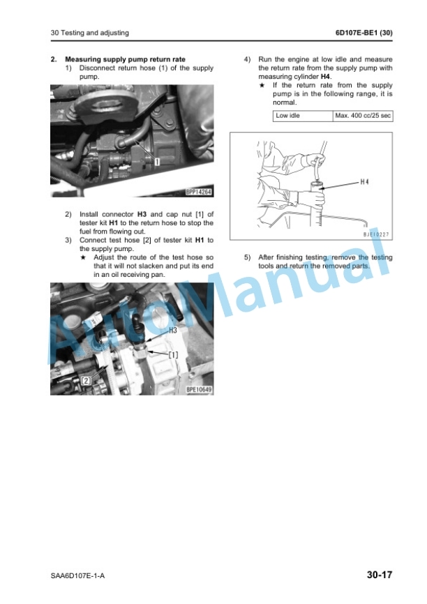 Komatsu SAA6D107E-1-A Diesel Engine Shop Manual 6D107E-BE1 3 Komatsu SAA6D107E-1-A Diesel Engine Shop Manual 6D107E-BE1-3
