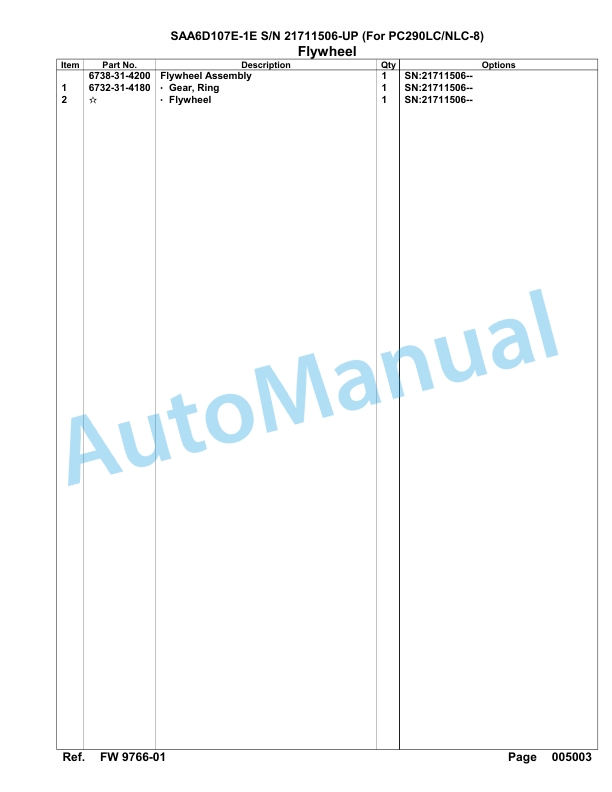 Komatsu SAA6D107E-1E Engine Parts Manual 21711506 Up For PC290 LC 290NLC-8 3 Komatsu SAA6D107E-1E Engine Parts Manual 21711506 Up For PC290 LC 290NLC-8-3
