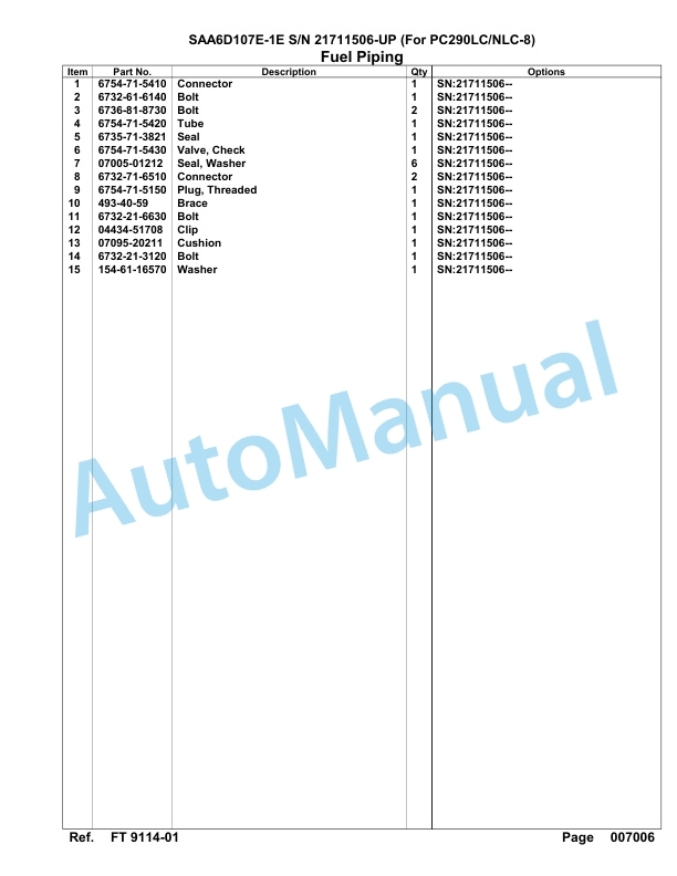 Komatsu SAA6D107E-1E Engine Parts Manual 21711506 Up For PC290 LC 290NLC-8 4 Komatsu SAA6D107E-1E Engine Parts Manual 21711506 Up For PC290 LC 290NLC-8-4
