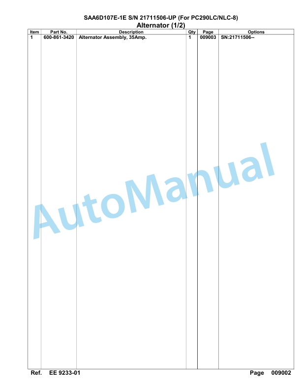 Komatsu SAA6D107E-1E Engine Parts Manual 21711506 Up For PC290 LC 290NLC-8 5 Komatsu SAA6D107E-1E Engine Parts Manual 21711506 Up For PC290 LC 290NLC-8-5