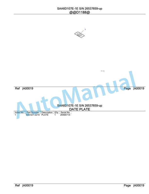 Komatsu SAA6D107E-1E Engine Parts Manual 26537659 Up 2 Komatsu SAA6D107E-1E Engine Parts Manual 26537659 Up-2