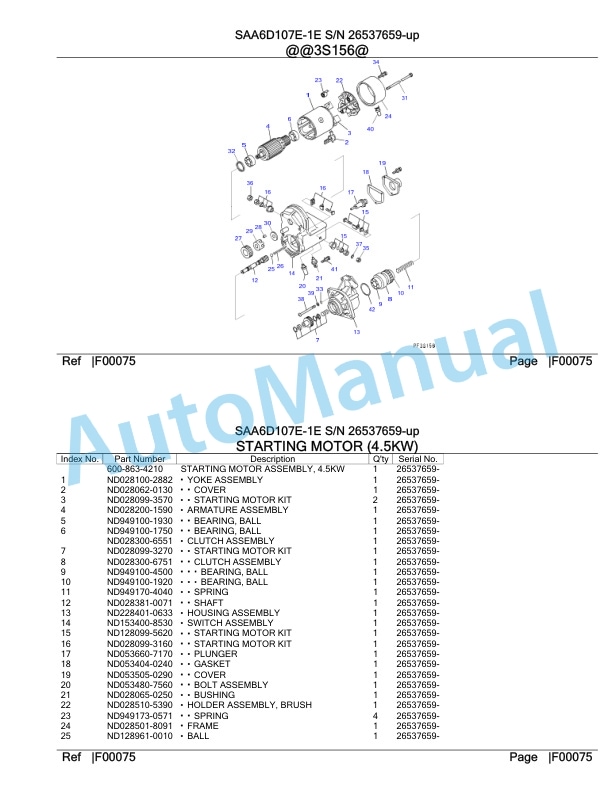 Komatsu SAA6D107E-1E Engine Parts Manual 26537659 Up 5 Komatsu SAA6D107E-1E Engine Parts Manual 26537659 Up-5