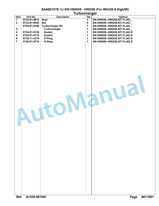 Komatsu SAA6D107E-1J Engine Parts Manual H00059 - H00256 (For WA320-6 Highlift) 2 Komatsu SAA6D107E-1J Engine Parts Manual H00059 - H00256 (For WA320-6 Highlift)-2
