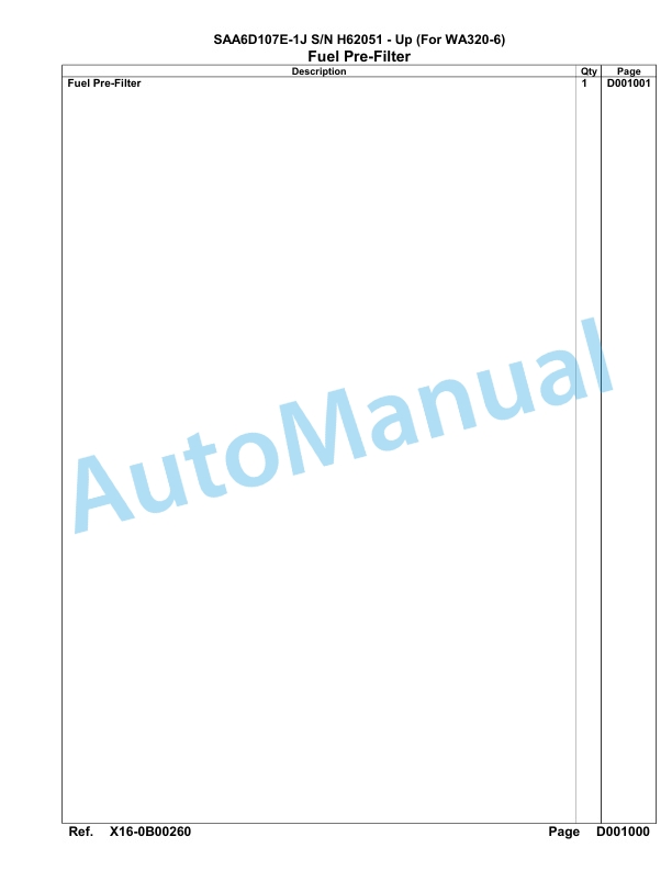 Komatsu SAA6D107E-1J Engine Parts Manual H62051 - Up (For WA320-6) 4 Komatsu SAA6D107E-1J Engine Parts Manual H62051 - Up (For WA320-6)-4