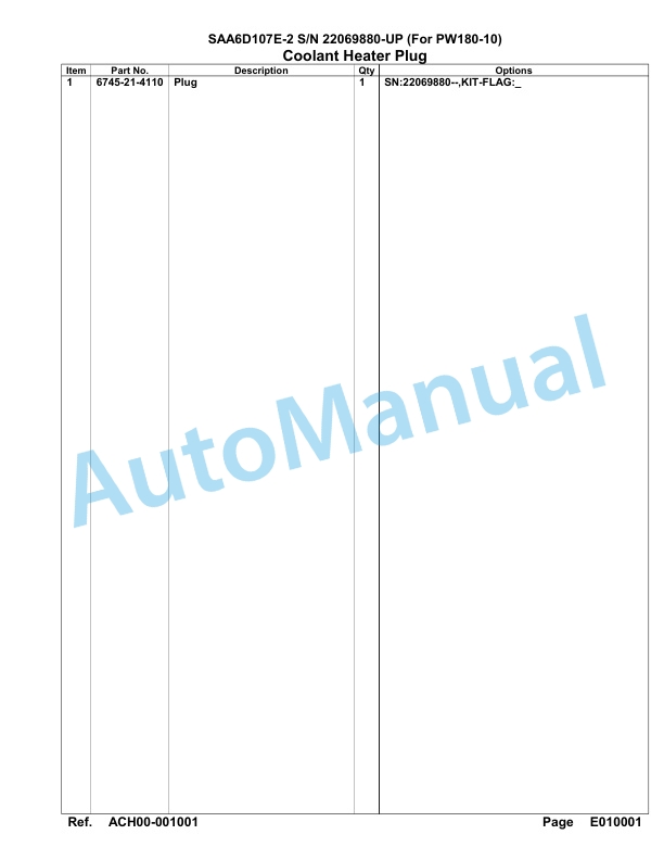 Komatsu SAA6D107E-2 Parts Manual 22069880-UP 5 Komatsu SAA6D107E-2 Parts Manual 22069880-UP-5