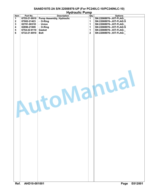 Komatsu SAA6D107E-2A Parts Manual 22008976-UP 5 Komatsu SAA6D107E-2A Parts Manual 22008976-UP-5