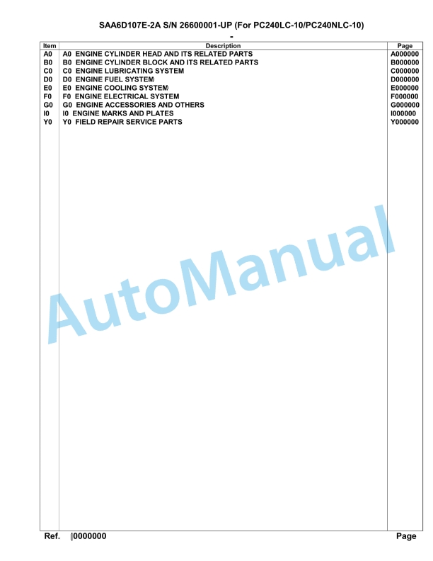 Komatsu SAA6D107E-2A Parts Manual 26600001-UP 1 Komatsu SAA6D107E-2A Parts Manual 26600001-UP