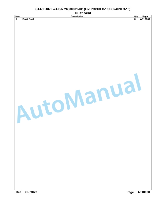 Komatsu SAA6D107E-2A Parts Manual 26600001-UP 2 Komatsu SAA6D107E-2A Parts Manual 26600001-UP-2