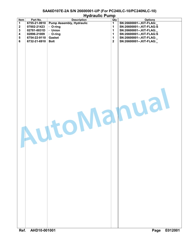 Komatsu SAA6D107E-2A Parts Manual 26600001-UP 5 Komatsu SAA6D107E-2A Parts Manual 26600001-UP-5