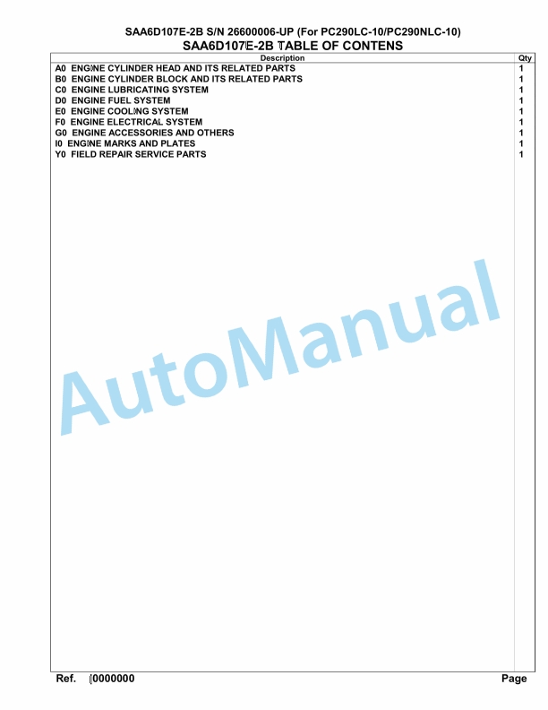 Komatsu SAA6D107E-2B Parts Manual 26600006-UP 1 Komatsu SAA6D107E-2B Parts Manual 26600006-UP