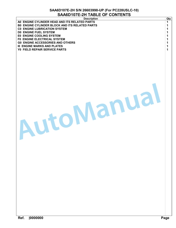 Komatsu SAA6D107E-2H Parts Manual 26603998-UP 1 Komatsu SAA6D107E-2H Parts Manual 26603998-UP