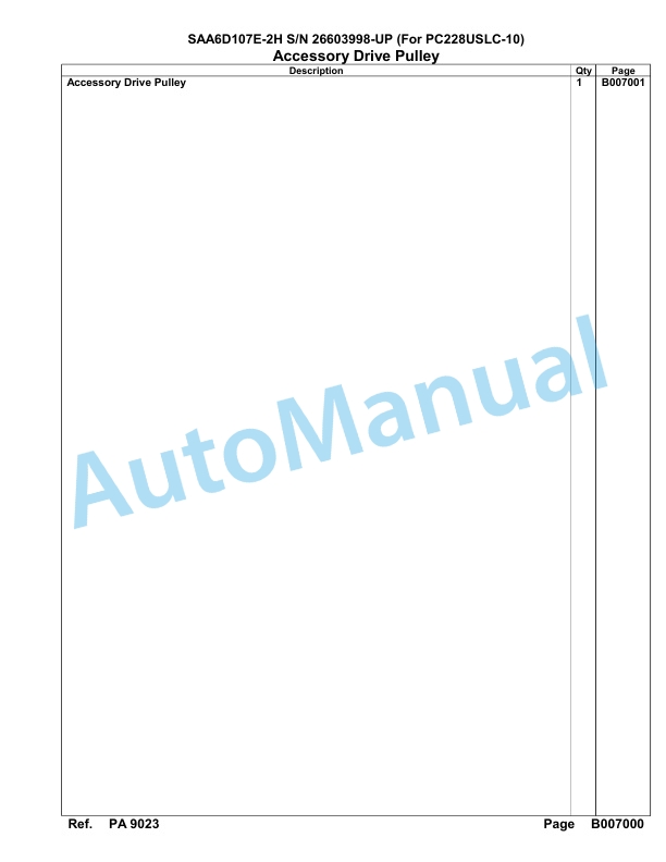 Komatsu SAA6D107E-2H Parts Manual 26603998-UP 3 Komatsu SAA6D107E-2H Parts Manual 26603998-UP-3