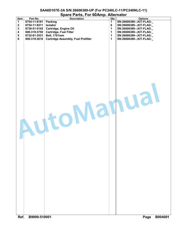 Komatsu SAA6D107E-3A Parts Manual 26606389-UP 3 Komatsu SAA6D107E-3A Parts Manual 26606389-UP-3
