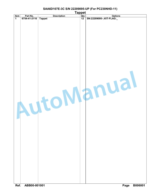 Komatsu SAA6D107E-3C Parts Manual 22209095 Up For PC230NHD-11 3 Komatsu SAA6D107E-3C Parts Manual 22209095 Up For PC230NHD-11-3