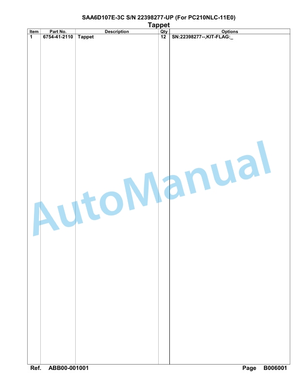 Komatsu SAA6D107E-3C Parts Manual 22398277 Up For PC210NLC-11E0 3 Komatsu SAA6D107E-3C Parts Manual 22398277 Up For PC210NLC-11E0-3