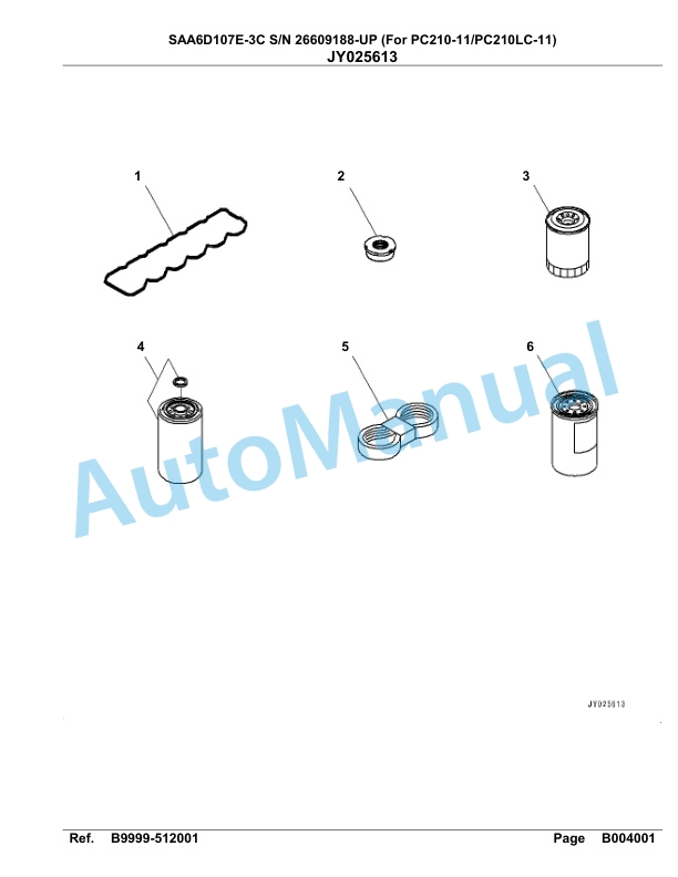 Komatsu SAA6D107E-3C Parts Manual 26609188 Up For PC210 210LC-11 3 Komatsu SAA6D107E-3C Parts Manual 26609188 Up For PC210 210LC-11-3