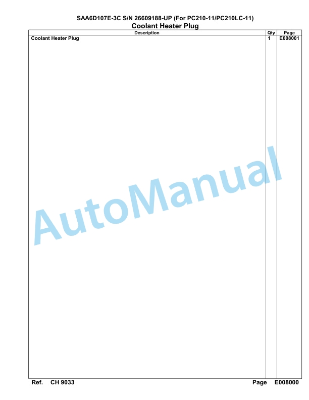 Komatsu SAA6D107E-3C Parts Manual 26609188 Up For PC210 210LC-11 5 Komatsu SAA6D107E-3C Parts Manual 26609188 Up For PC210 210LC-11-5