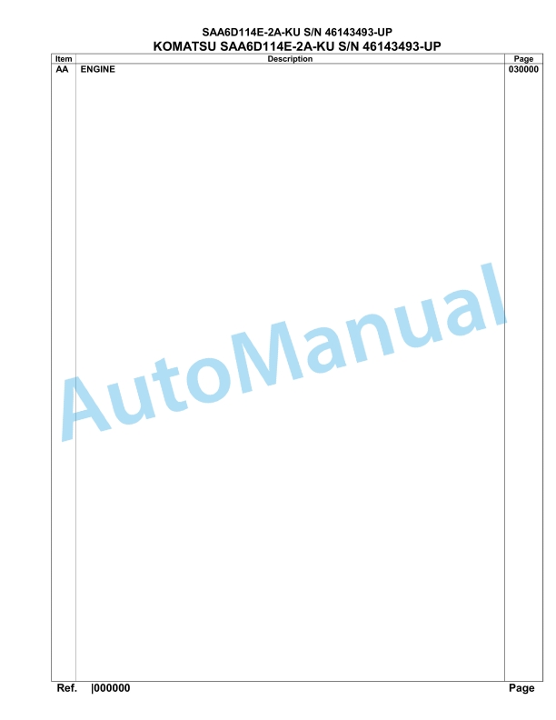 Komatsu SAA6D114E-2A-KU Parts Manual 46143493-UP 1 Komatsu SAA6D114E-2A-KU Parts Manual 46143493-UP