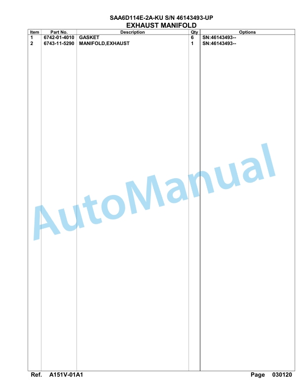 Komatsu SAA6D114E-2A-KU Parts Manual 46143493-UP 2 Komatsu SAA6D114E-2A-KU Parts Manual 46143493-UP-2