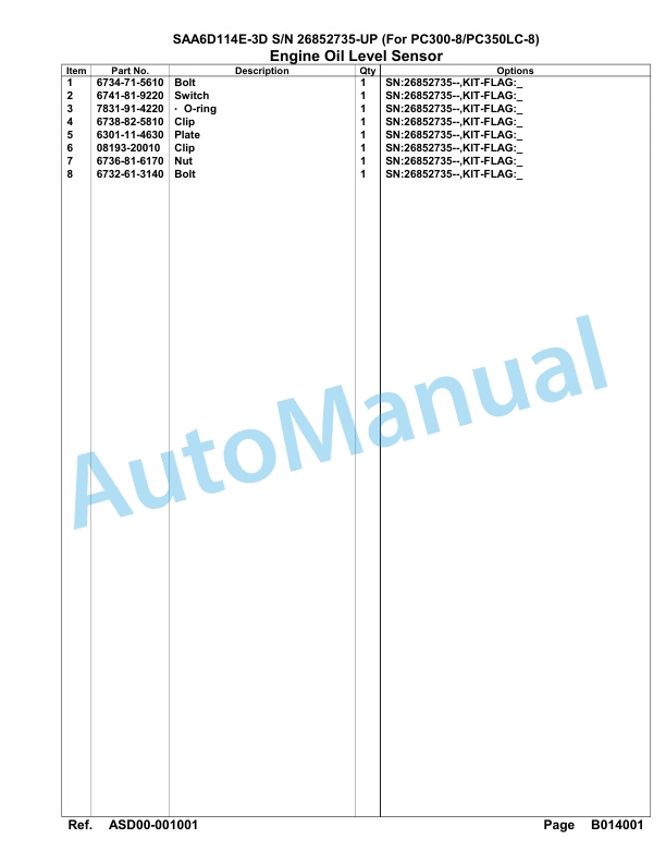Komatsu SAA6D114E-3D Parts Manual 26852735-UP 3 Komatsu SAA6D114E-3D Parts Manual 26852735-UP-3