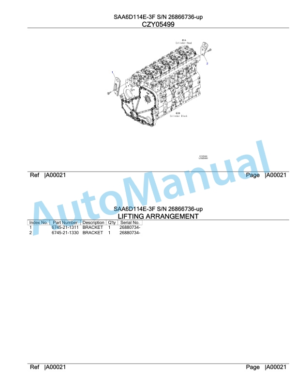 Komatsu SAA6D114E-3F Parts Manual 26866736 Up 2 Komatsu SAA6D114E-3F Parts Manual 26866736 Up-2