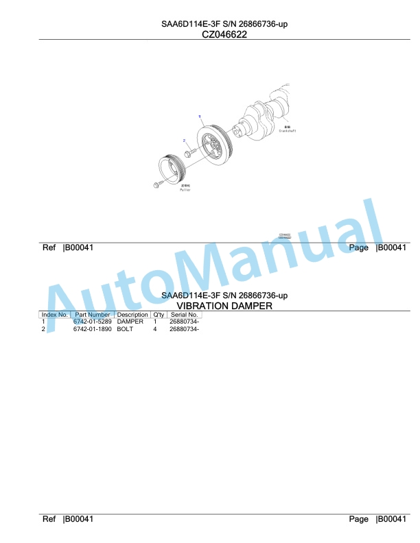 Komatsu SAA6D114E-3F Parts Manual 26866736 Up 3 Komatsu SAA6D114E-3F Parts Manual 26866736 Up-3