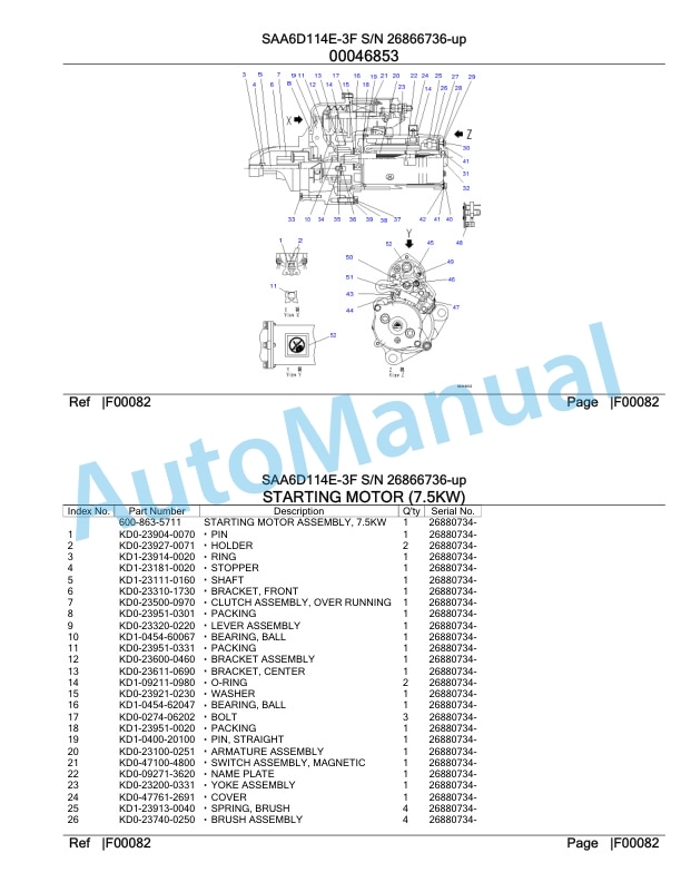 Komatsu SAA6D114E-3F Parts Manual 26866736 Up 5 Komatsu SAA6D114E-3F Parts Manual 26866736 Up-5