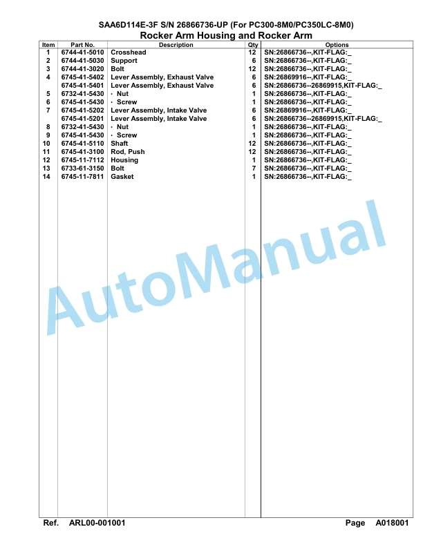 Komatsu SAA6D114E-3F Parts Manual 26866736 Up For PC300 350LC-8M0 2 Komatsu SAA6D114E-3F Parts Manual 26866736 Up For PC300 350LC-8M0-2