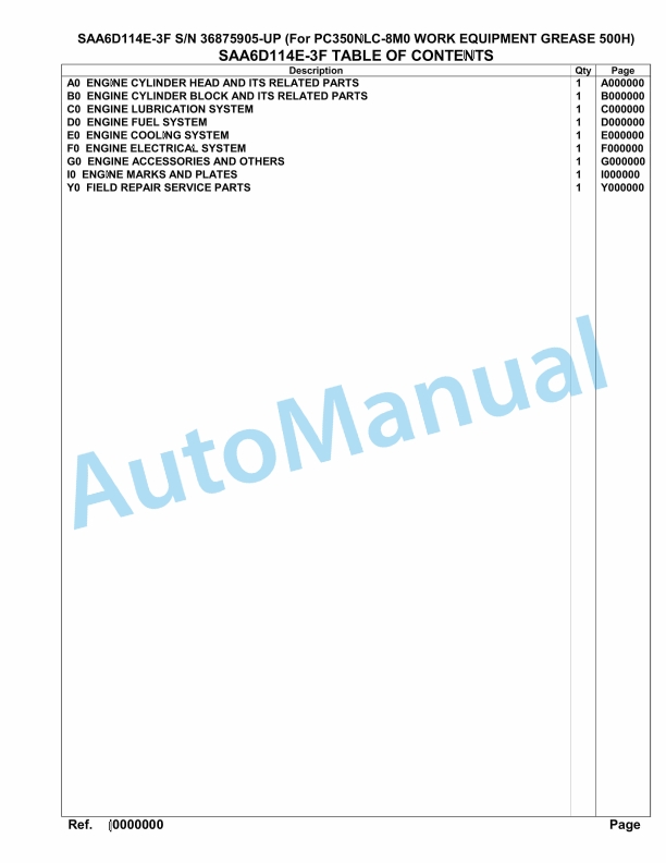Komatsu SAA6D114E-3F Parts Manual 36875905-UP 1 Komatsu SAA6D114E-3F Parts Manual 36875905-UP