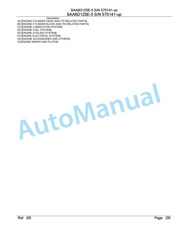 Komatsu SAA6D125E-5 Parts Manual 575141-up 1 Komatsu SAA6D125E-5 Parts Manual 575141-up