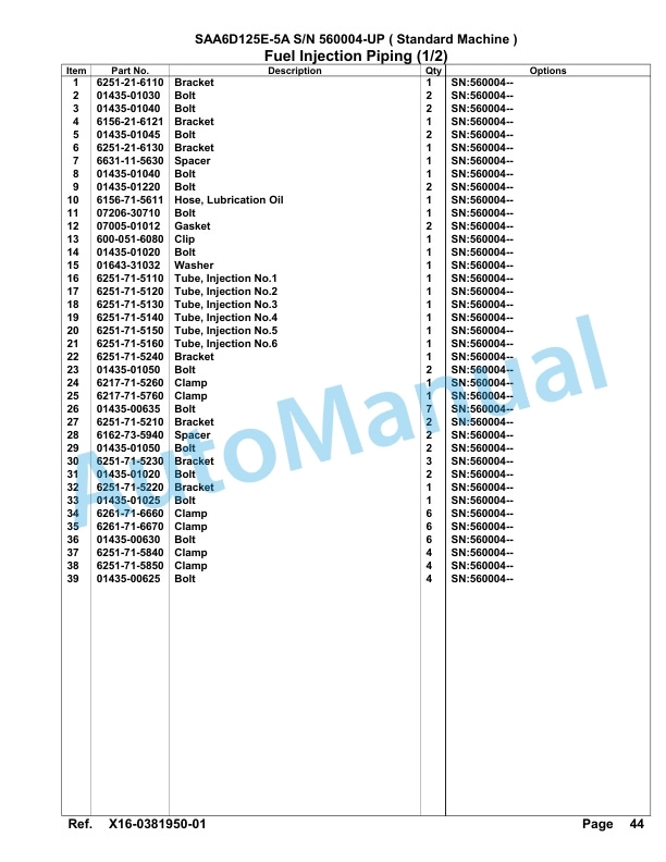 Komatsu SAA6D125E-5A Parts Manual 560004-UP 4 Komatsu SAA6D125E-5A Parts Manual 560004-UP-4