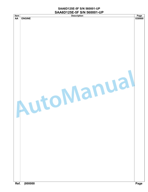 Komatsu SAA6D125E-5F Parts Manual 560001-UP 1 Komatsu SAA6D125E-5F Parts Manual 560001-UP