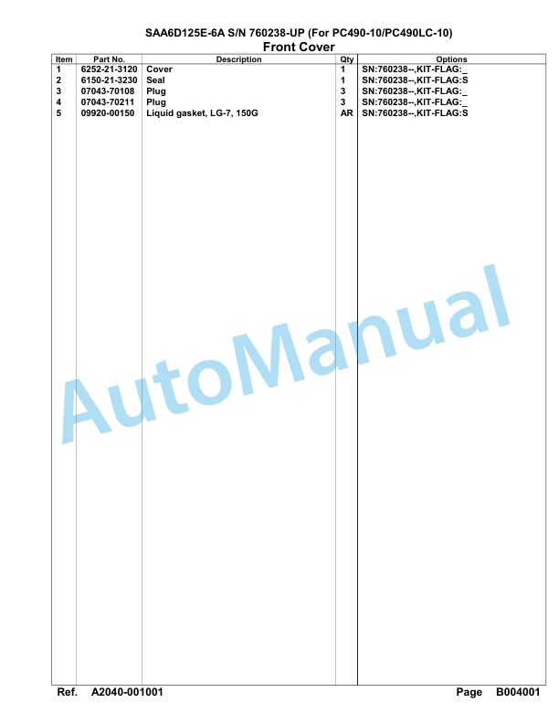 Komatsu SAA6D125E-6A Parts Manual 760238-UP 3 Komatsu SAA6D125E-6A Parts Manual 760238-UP-3