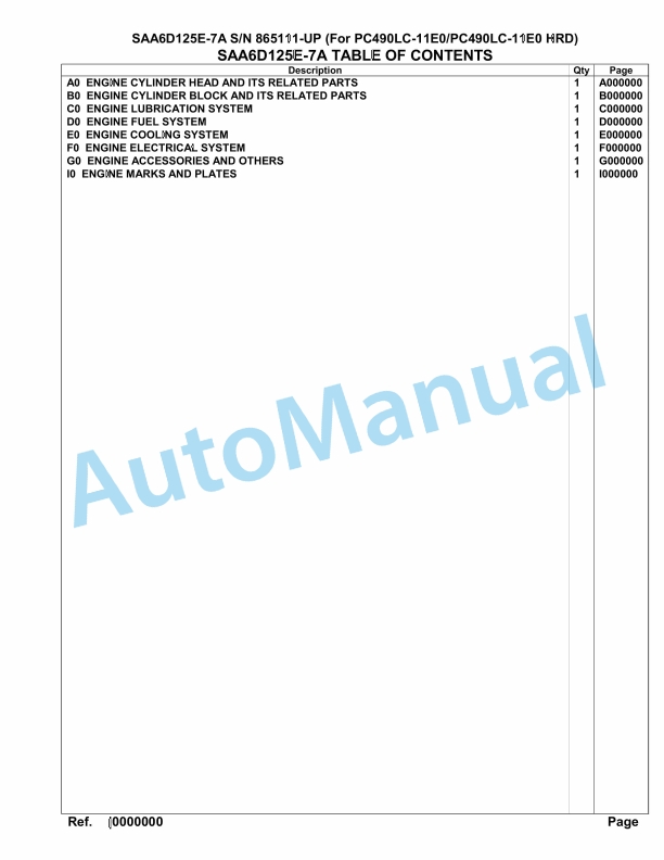 Komatsu SAA6D125E-7A Parts Manual 865111-UP 1 Komatsu SAA6D125E-7A Parts Manual 865111-UP