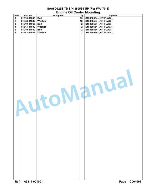 Komatsu SAA6D125E-7D Parts Manual 860564-UP 4 Komatsu SAA6D125E-7D Parts Manual 860564-UP-4