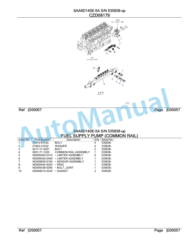 Komatsu SAA6D140E-5A Parts Manual 535838-up 4 Komatsu SAA6D140E-5A Parts Manual 535838-up-4