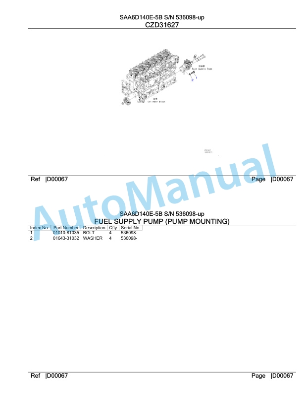 Komatsu SAA6D140E-5B Parts Manual 536098-up 4 Komatsu SAA6D140E-5B Parts Manual 536098-up-4